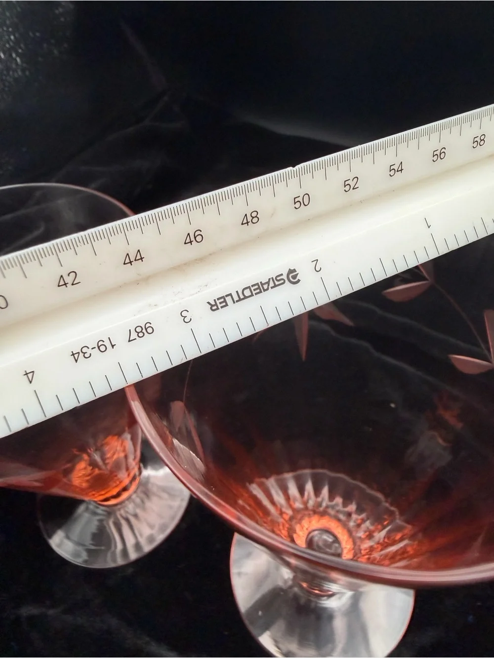 Pink Etched Depression Glass Footed Tumblers - Set of 2